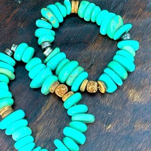 2 SILPADA SLVR TURQUOISE HOWLITE STRETCH BRACELETS
